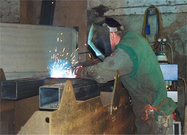 Welding a machine part